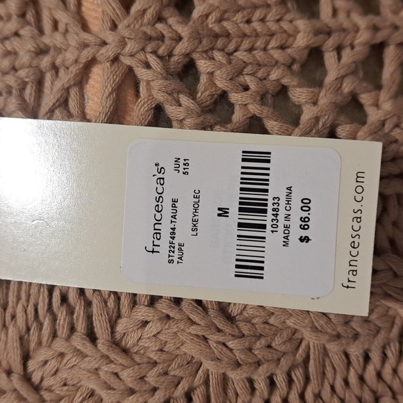 Audrey Park + Francesca's Tan Cropped Crocheted Keyhole Sweater - Picture 8 of 10